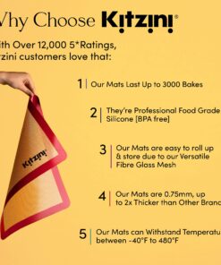 Kitzini Silicone Baking Mat Set. Non-Stick Silicone Mats for Baking. 2 Half Baking Sheets. BPA Free. Professional Grade Silicone Baking Sheet. Silicone Baking Mats for Cookies, Macarons & Pastry 25 81TCH0okVFL