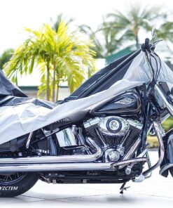 XYZCTEM All Season Black Waterproof Sun Motorcycle Cover,Fits up to 116" Motors (XXX Large & Lockholes) 116" Black & Silver 23 81TE3VnMNoL 2