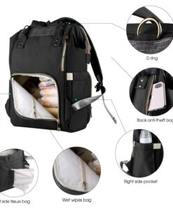 Ticent Diaper Bag Backpack Multifunction Travel Back Pack Large Maternity Nappy Bag Baby Changing Bags with Stroller Straps, Waterproof and Stylish Black 36 81TFUGHcqL