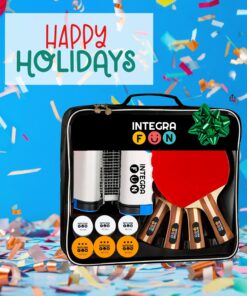 IntegraFun Pro Ping Pong Paddle Set with Ping Pong Net- Bracket Clamps,3-star Ping Pong Balls, Storage Case - Retractable Net and Post Set Adjustable to any Table - Indoor Outdoor Games for Family 18 81TKfO112hL