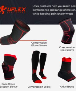 UFlex Athletics Knee Compression Sleeve Support for Women and Men - Knee Brace for Pain Relief, Fitness, Weightlifting, Hiking, Sports Medium Red 34 81TKttciS