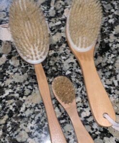 Dry Brushing Body Brush Set with 100% Natural Boar Bristles (Set of 3) | Skin Exfoliating Kit with Long Detachable Back Brush, Contour Body and Face Brushes | Lymphatic Drainage, Cellulite Treatment 42 81TLKykrQ0L