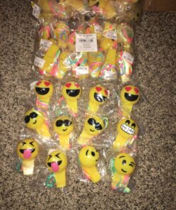 RIN Light-UP Emoticon Emoji FACE Whistle Necklace - 1 Dozen 5 81TMtF4W9L