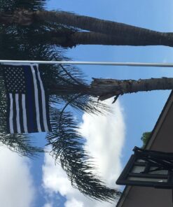 Thin Blue Line Flag - 3X5 Foot with Embroidered Stars and Sewn Stripes - Black White and Blue American Police Flag Honoring Law Enforcement Officers - 3x5 Inch Waterproof Decal Included Blue,White 29 81TNh7SeyGL