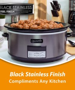 Crock-Pot Large 8 Quart Programmable Slow Cooker with Auto Warm Setting and Cookbook, Black Stainless Steel 22 81TPI59jqXL