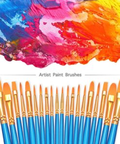 Alternative view of BOSOBO Paint Brushes Set, 2 Pack 20 Pcs Round Pointed Tip Paintbrushes Nylon Hair Artist Acrylic Paint Brushes for Acrylic Oil Watercolor, Face Nail Art, Miniature Detailing & Rock Painting, Blue