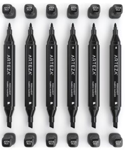 ARTEZA Black Fabric Markers, Set of 6, Dual-Tip Permanent Laundry Pen Set, Art Supplies to Create Fade-Proof Designs on Shirts, Shoes & Canvas 9 81TS6Wrke2L