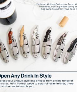 Hicoup Wine Opener - Professional Corkscrews for Wine Bottles w/Foil Cutter and Cap Remover - Manual Wine Key for Servers, Waiters, Bartenders and Home Use - Classic Rosewood 31 81TSPZINTSL