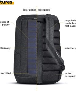 Alternative view of Sunnybag Iconic | Solar Backpack with Integrated 7 watt Solar Panel | USB Port | Including Laptop Compartment for 17 inch Notebook | 20 Liter | Water-Repellent Recycled Textile | Graphite