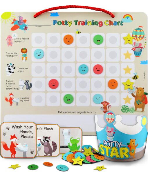 Putska Animal Potty Training Chart for Toddlers Boys & Girls - Potty training stickers for girls potty training toilet and boys. A sticker chart for kids potty training rewards. Toddlers Potty chart