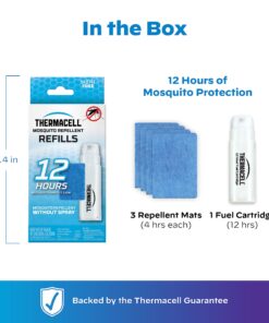 Thermacell Mosquito Repellent Refills; Compatible with Any Fuel-Powered Thermacell Repeller; Highly Effective, Long Lasting, No Spray, No Scent, No Mess; 15 Foot Zone of Mosquito Protection Original - Mosquito 12 Hour 11 81TT7Fpl4L