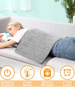 Heating Electric Pad for Back, Shoulders, Abdomen, Legs, Arms, Electric Fast Heat Pad with Heat Settings, Auto Shut Off, Silver Gray (33'' × 17'') 33''×17'' 9 81TTIc3t8ZL