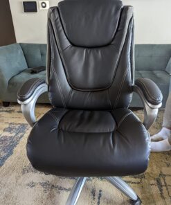 Serta Big and Tall Smart Executive Office ComfortCoils, Ergonomic Computer Chair with Layered Body Pillows, Big & Tall, Adjustable Height, Faux Leather, Black and Gray 25 81TTrjCirsL