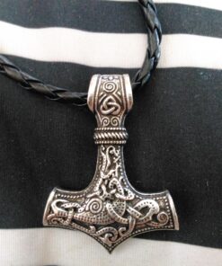 GuoShuang Odin Thor's Mjolnir Pendant Viking Necklaces Pendants Jewelry Scandinavian Clear Details Silver Chain Mjolnir necklace -A12 14 81TUApPr L