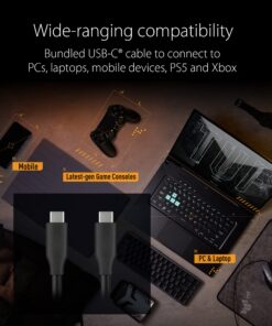 ASUS TUF Gaming A1 External M.2 NVMe SATA PCIe SSD Enclosure - USB-C, M.2 Q-Latch for Easy Installation, Drop Resistance, IP68 Water and dust Resistance, PS5 and Xbox Support,Black 18 81TUDj GcyL