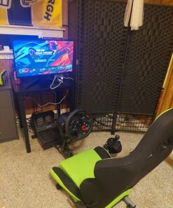 OpenWheeler GEN3 Racing Wheel Stand Cockpit Green on Black | Fits All Logitech G923 | G29 | G920 | Thrustmaster | Fanatec Wheels | Compatible with Xbox One, PS4, PC Platforms 26 81TUh9QhvOL