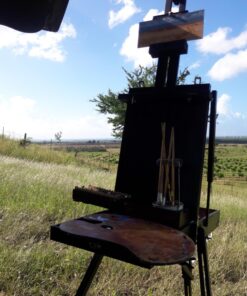 U.S. Art Supply Coronado Black Cherry Easel, Large Adjustable Wooden French Style Field and Studio Sketchbox Tripod Easel with Drawer, Artist Wood Palette, Premium Beechwood, Painting, Sketching Stand 35 81TYHcDVKyL