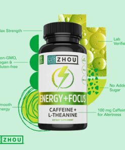 Zhou Natural Caffeine Pills 100mg with L-Theanine 200mg, Nootropic Supplement, Clean Energy, Endurance and MentalFocus, Non-GMO, Vegan, Gluten-Free, 60 Capsules 19 81Ta5affsxL