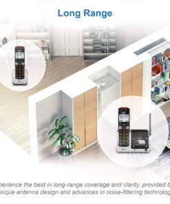 AT&T BL102-2 DECT 6.0 2-Handset Cordless Phone for Home with Answering Machine, Call Blocking, Caller ID Announcer, Audio Assist, Intercom, and Unsurpassed Range, Silver/Black 2 Handset 30 81TaiQKv8yL