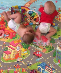 Baby Care Play Mat (Large, Playful - Magical Island) 82'' x 55'' Original One-Piece Reversible Rollable Waterproof Play Mat for Infants, Babies, Toddler, and Kids Large 31 81TcEnorVtL
