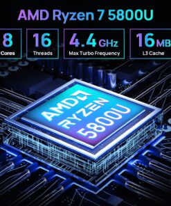 Alternative view of Trycoo HA-2 Mini PC, AMD Ryzen 7 5800U (8C/16T, up to 4.4Ghz), 16GB RAM 512GB M.2 2280 SSD, Win 11 Pro Mini Desktop Computer 4K@60Hz HD 2.0/DP/Type-C/WiFi 6/BT5.2/USB3.2 AMD Ryzen 7 5800U 16GB RAM 512GB SSD