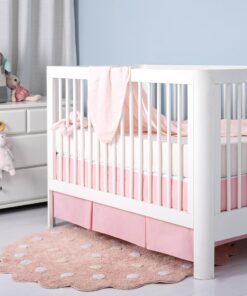 TILLYOU Pink Pleated Crib Bed Skirt for Baby Boys Girls, 100% Natural Soft Dust Ruffle, Standard Nursery Bedding Toddler Bedskirt Solid, 14" Drop Cotton 16 81TcWEYlZL