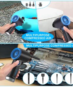 DOROBEEN Compressed Air Duster, Electric Air Duster, Cordless Air Duster, Canned Air Duster for Computer, Keyboard Cleaner, BLDC Motor - Stepless Speed - 6000mAh (Blue) AT07-B 24 81Th9zl5x6L