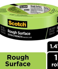 Scotch Painter's Tape Rough Surface Extra Strength Painter's Tape, Green, Tape Protects Surfaces and Removes Easily, Rough Surface Painting Tape for Indoor and Outdoor Use, 1.41 Inches x 60.1 Yards, 1 Roll 24 81ThMC LFL
