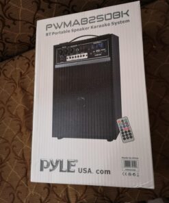 Pyle 300 Watt Outdoor Indoor Wireless Bluetooth Portable PA Speaker 6.5 inch Subwoofer Sound System with USB SD Card Reader, Rechargeable Battery, Wired Microphone, FM Radio, Remote - PWMAB250BK Black 25 81TiWiQOuLL