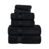 SUPERIOR Zero Twist 100% Cotton Bathroom Towels, Super Soft, Fluffy, and Absorbent, Premium Quality 6 Piece Towel Set with 2 Washcloths, 2 Hand Towels, and 2 Bath Towels, Black 6 81TlcVuFkbL