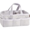 Dove Gray Chevron Storage Caddy - Chevron Print Body, Handles and Lining, Gray and White Trim, Gray and White, Two Handles, 12 in x 6 in x 8 in Dove Gray 37 81TmWKJg ZL
