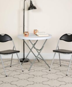 Alternative view of Flash Furniture HERCULES Series Black Vinyl Metal Folding Chair with Carrying Handle 1 Pack