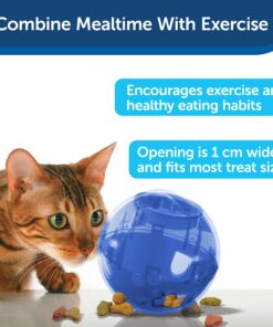 PetSafe SlimCat Meal-Dispensing Cat Toy, Great for Food or Treats, Blue, for All Breed Sizes 17 81TnouzaFsL