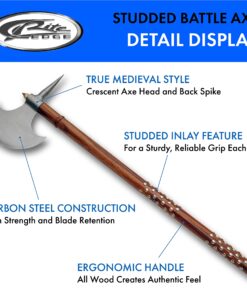 Alternative view of SZCO Supplies 32"" Medieval Replica Studded Battle Axe (882439)
