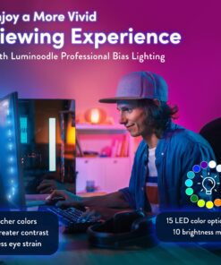 Alternative view of Luminoodle Color Bias Lighting, USB TV and Monitor Backlight LED Strip Lights Kit with Dimmer, Remote - 6.6 ft for 24" to 60" TV - Medium Pro:Medium(24 - 29 in TV)