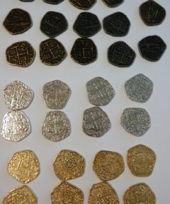 Beverly Oaks Metal Pirate Coins - Gold and Silver Spanish Doubloon Replicas - Fantasy Metal Coin Pirate Treasure (30-Coins) 30-Coins 41 81TouykbNHL