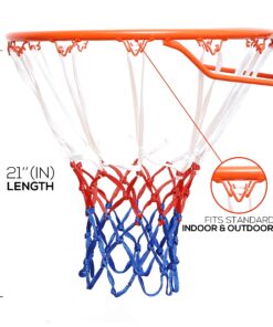 Basketball Net Replacement | Red White and Blue All-Weather Thick Heavy Duty | 12 Loop Net Fits Standard Hoops for Indoor and Outdoor Rims Net with Bonus Ball Pump 9 81TpdmiryJL