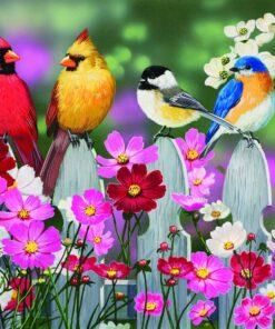 SUNSOUT INC - Songbirds and Cosmos - 500 pc Jigsaw Puzzle by Artist: William Vanderdasson - Finished Size 18" x 24" - MPN# 30448 11 81TqV44MNDL