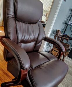La-Z-Boy Delano Big & Tall Executive Office Chair, High Back Ergonomic Lumbar Support, Bonded Leather, Brown 63 81TrVBdh8dL 1