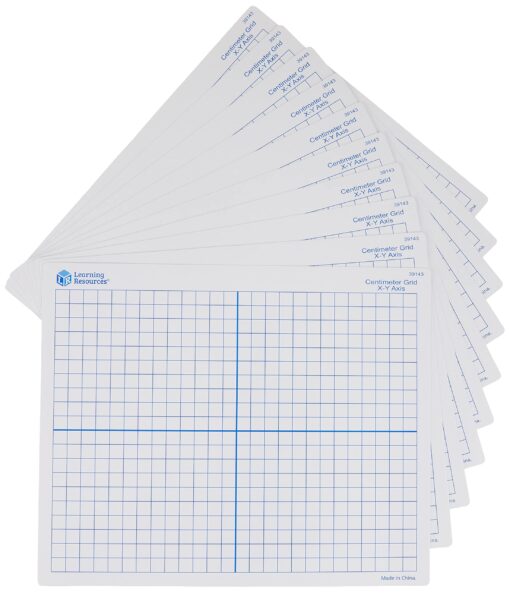 Learning Resources 9"x 11" Double Sided X-Y Axis Dry Erase Mats, Graphing, Math Classroom Accessories, Teaching Aids, Set of 10, Ages 6+