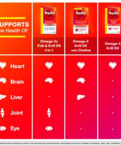 Megared Omega 3 Fish Oil & Antarctic Krill Oil Softgels for Brain, Heart, Joints & Eye Support, (80 Count Bottle), Concentrated Omega 3 Fatty Acid Supplement with EPA, DHA, Phospholipids 500mg 80ct 37 81TsxAENklL