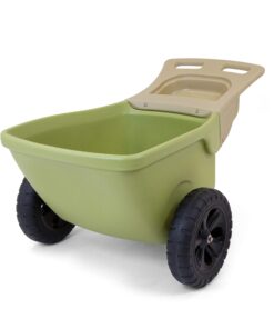 Simplay3 Easy Haul Wheelbarrow with Garden Tool Storage Tray, Durable Heavy-Duty Plastic Wheelbarrow with Large Easy Turn Wheels - Green, Made in USA 12 81TvTfRvtIL