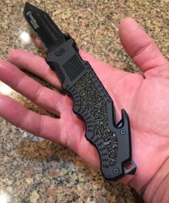 Smith & Wesson Border Guard 10in High Carbon S.S. Folding Knife with 4.4in Tanto Blade and Aluminum Handle for Tactical, Survival and EDC Partially Serrated Edge 44 81TvUL3zv6L