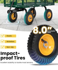 VIVOHOME Heavy Duty 550 Lbs Capacity Mesh Steel Garden Cart Folding Utility Wagon with Removable Sides (Green) Green 11 81U 8Dl15lL