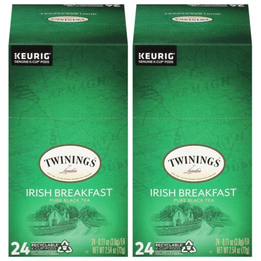 Twinings Irish Breakfast Tea K-Cups, Caffeinated Black Tea Pods for K-Cup Brewing, 48 Count 24 Count (Pack of 2)