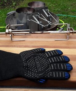 YUXIER Oven Gloves BBQ Grill Gloves 1472°F Extreme Heat Resistant Oven Mitts for Cooking, Grilling, Kitchen, Smoker Baking, Barbecue, Fireplace, Welding, Cutting (13.8inch, Black Gloves) 29 81U iNXQYXL