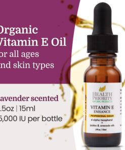 Organic Vitamin E Oil for Skin & Scars - 100% Pure Natural Vitamin E Serum Hand Made in South Carolina, 15000 IU Vitamin E Oil for Face & Hair, Non-GMO, Gluten, Cruelty Free, Vegan, Lavender 0.5 Fl Oz Scented 0.5 Fl Oz (Pack of 1) 19 81U02TeZpuL