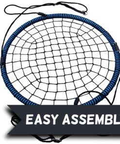 Royal Oak Giant 40" Spider Web Tree Swing, 600 lb Weight Capacity, Durable Steel Frame, Waterproof, Adjustable Ropes, Bonus Flag Set and 2 Carabiners, Non-Stop Fun for Kids (Blue) Blue 24 81U0fDdF9zL