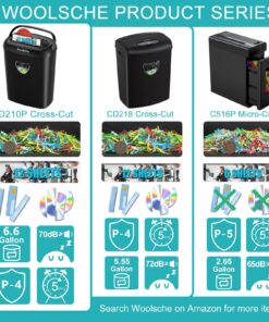 Alternative view of Woolsche Paper Shredder,12-Sheet Cross Cut with 6.6-Gallon Basket, High Security Level P-4,3-Mode Design Shred Card/CD/Staple/Clip,Heavy Duty Shredder,Jam Proof System for Office