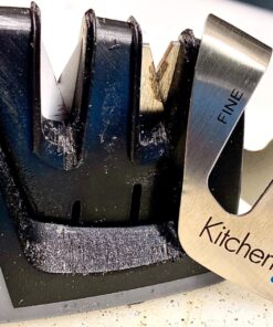 KitchenIQ 50009 Edge Grip 2-Stage Knife Sharpener, Black, Coarse & Fine Sharpeners, Compact for Easy Storage, Stable Non-Slip Base, Soft Grip Rubber Handle, Straight & Serrated Knives 53 81U1KmQ2z9L